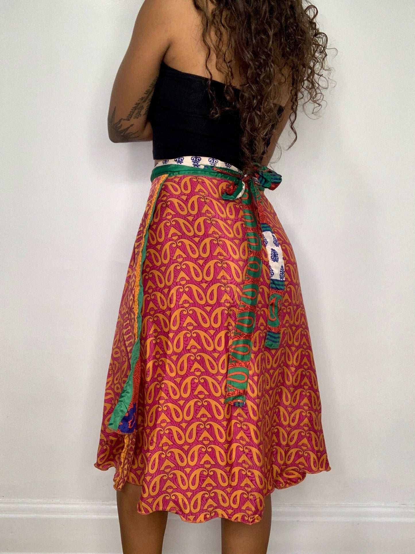 Charita Reversible Silk Wrap Skirt