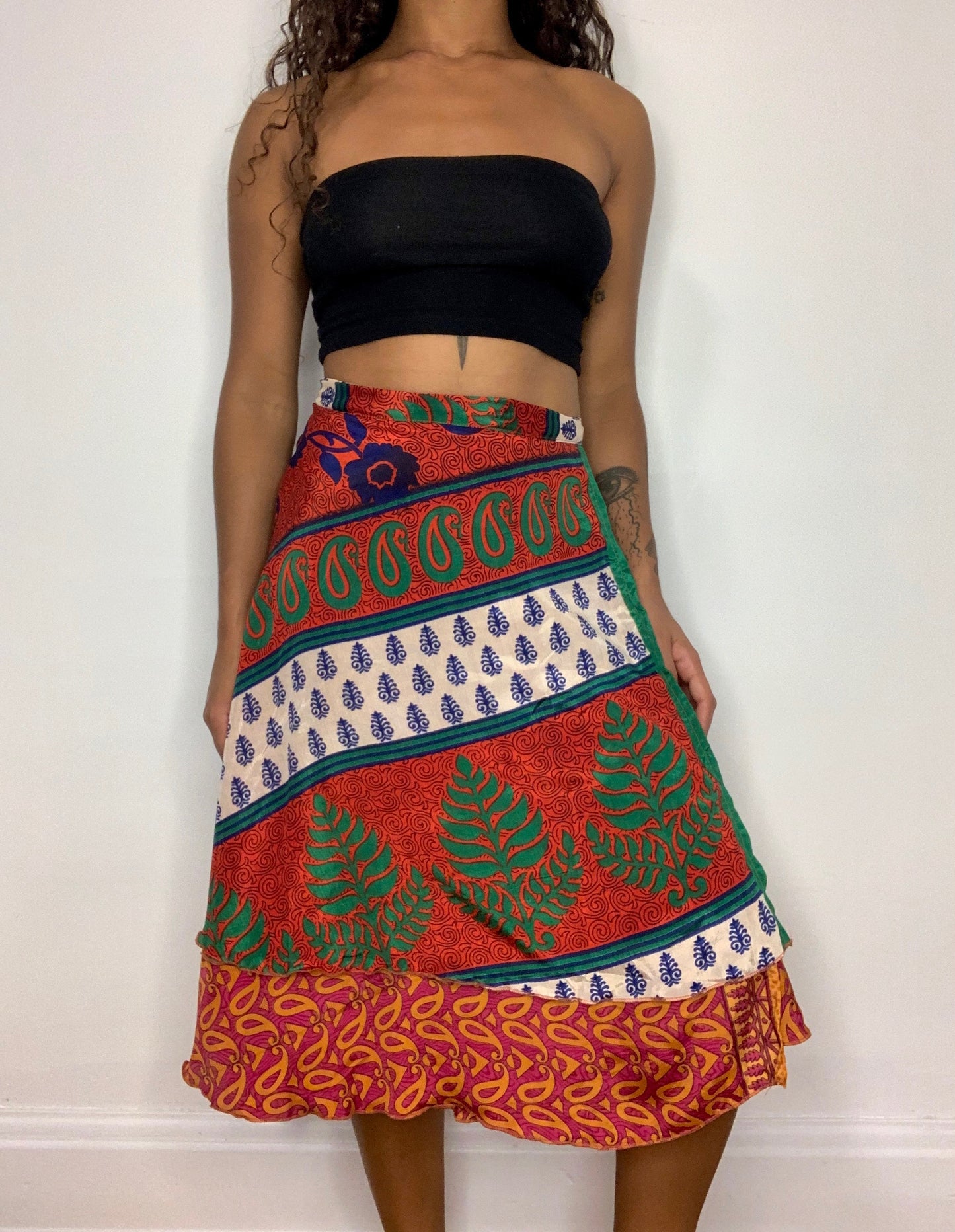 Charita Reversible Silk Wrap Skirt