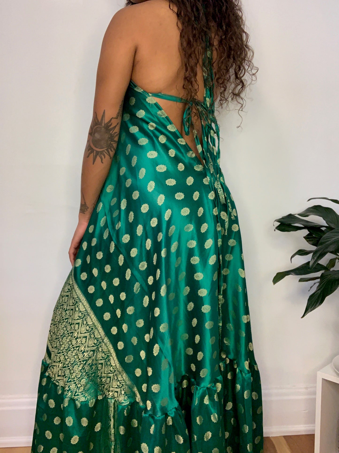 Green Tanvi Silk Maxi Dress