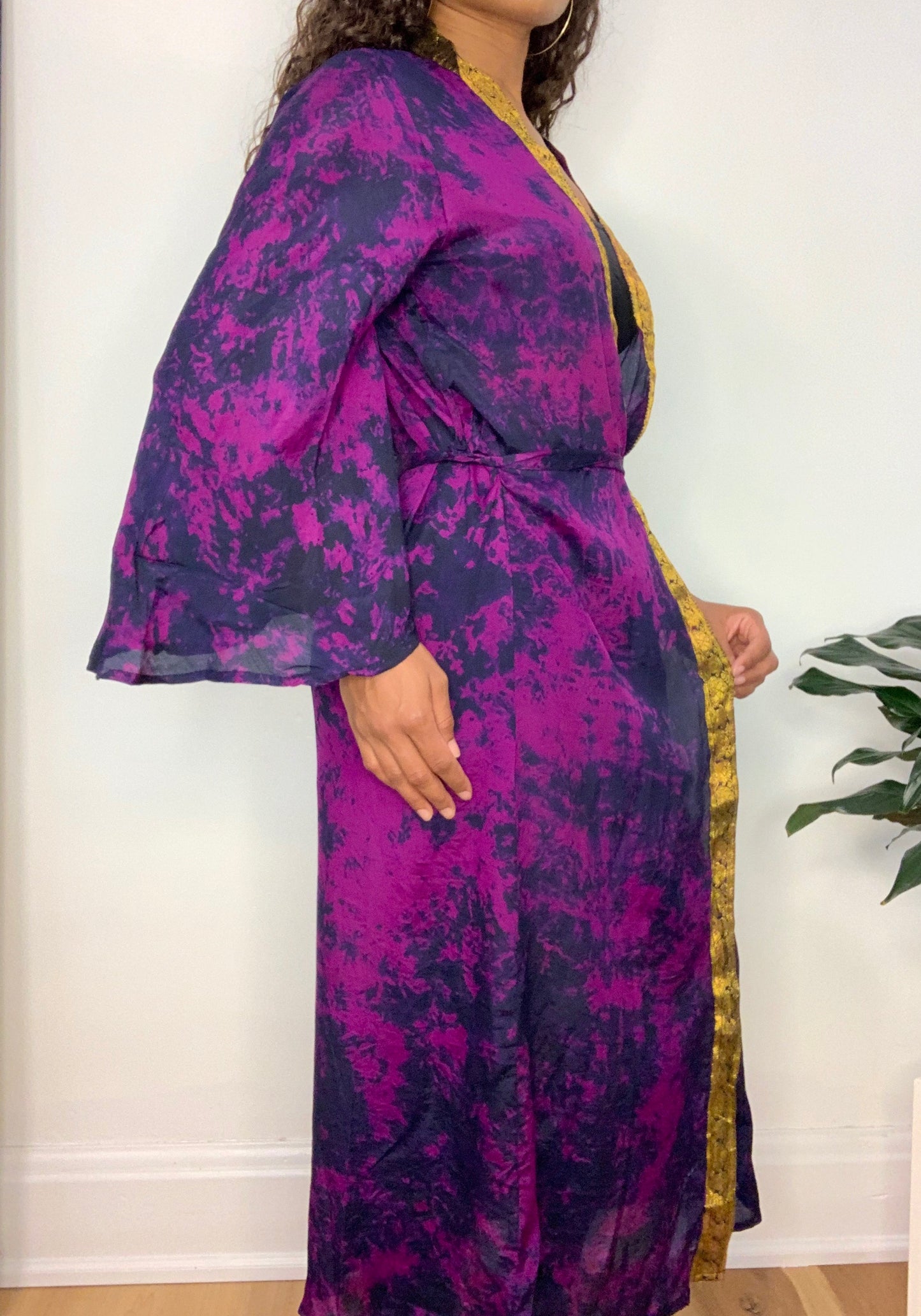 Purple Tie Dye Silk Robe