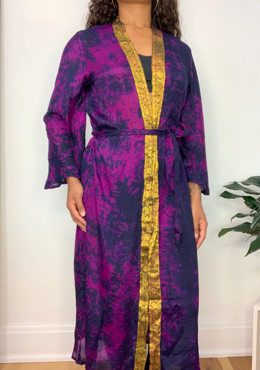Purple Tie Dye Silk Robe