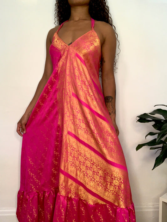 Pink Tanvi Silk Maxi Dress