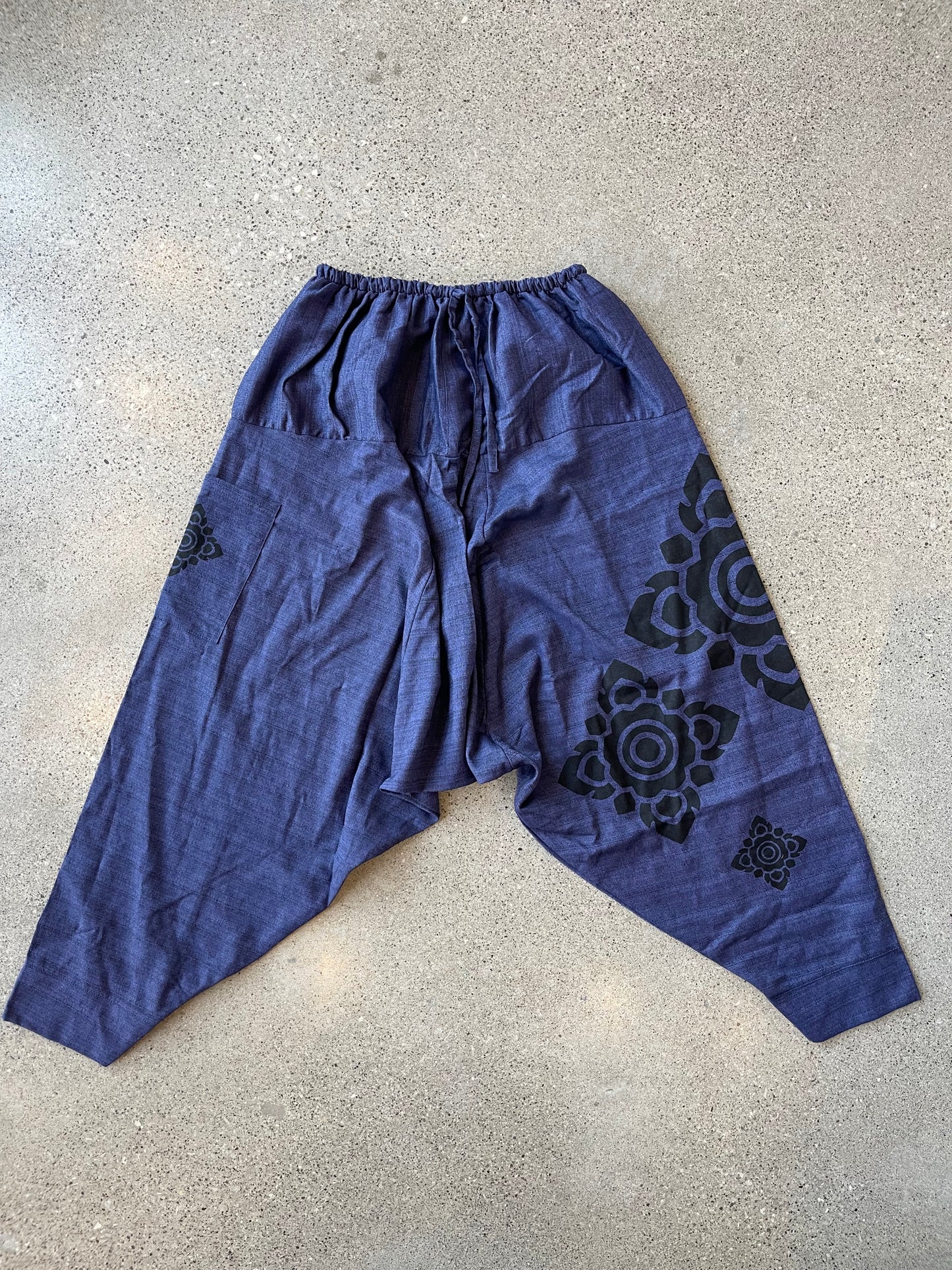 Navy Blue Geometric Patterned Thai Harem Pants