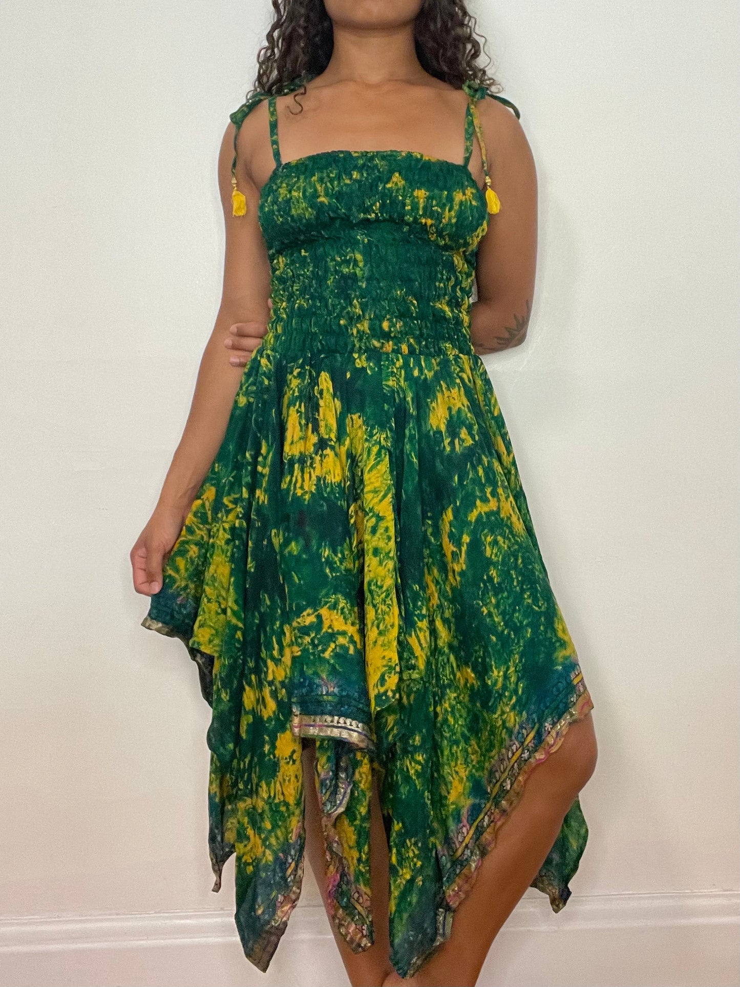 Green/Yellow Tie Dye Pixie Dress