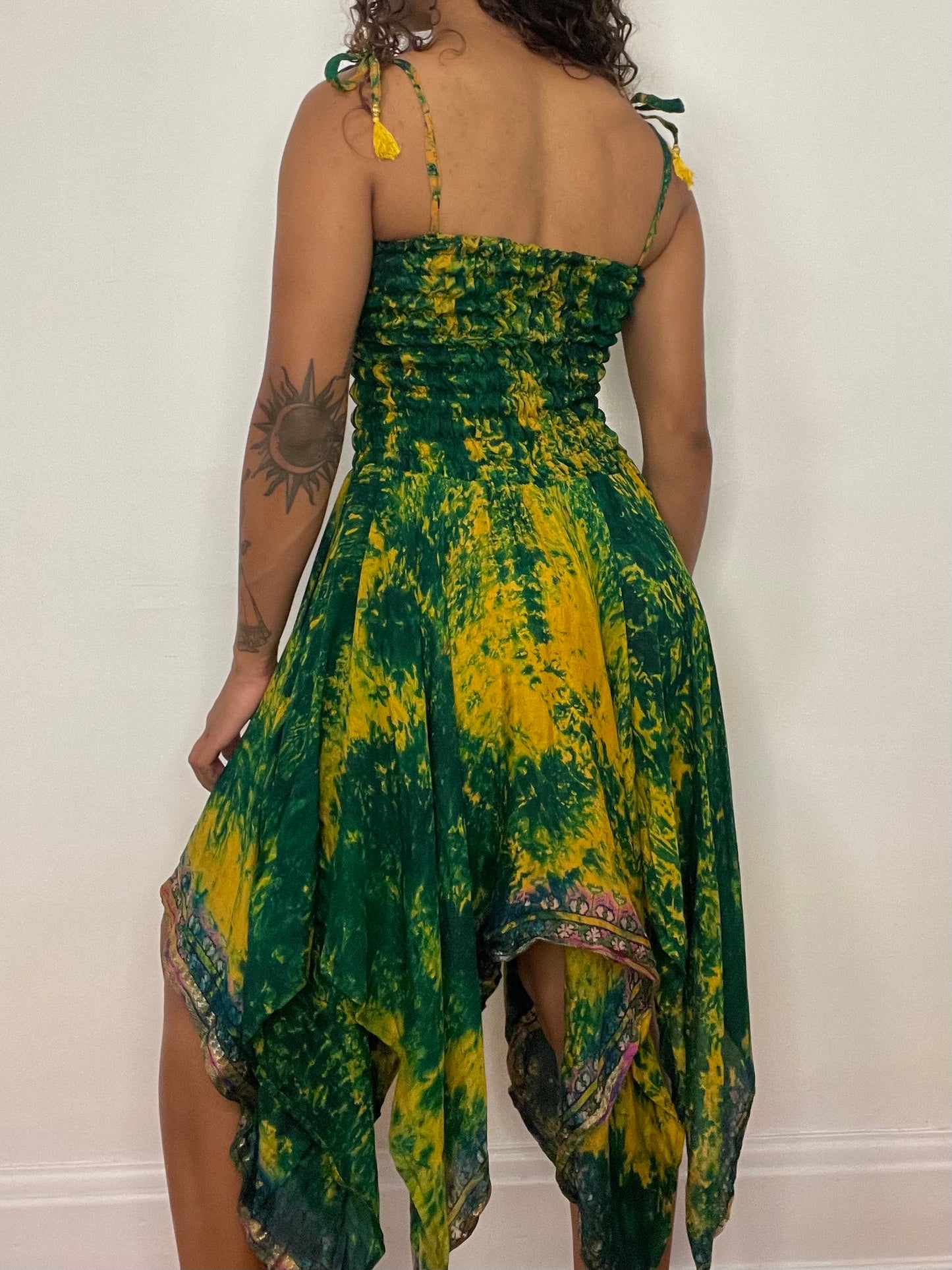Green/Yellow Tie Dye Pixie Dress