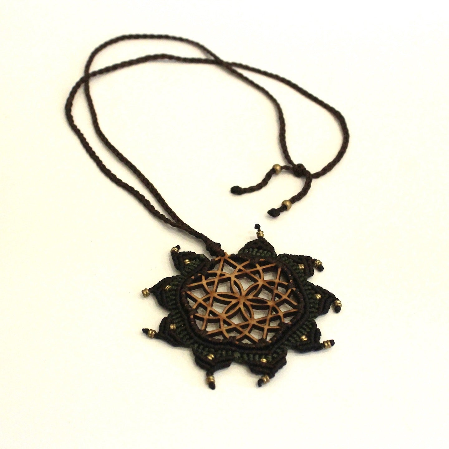 Wooden Flower of Life Necklace