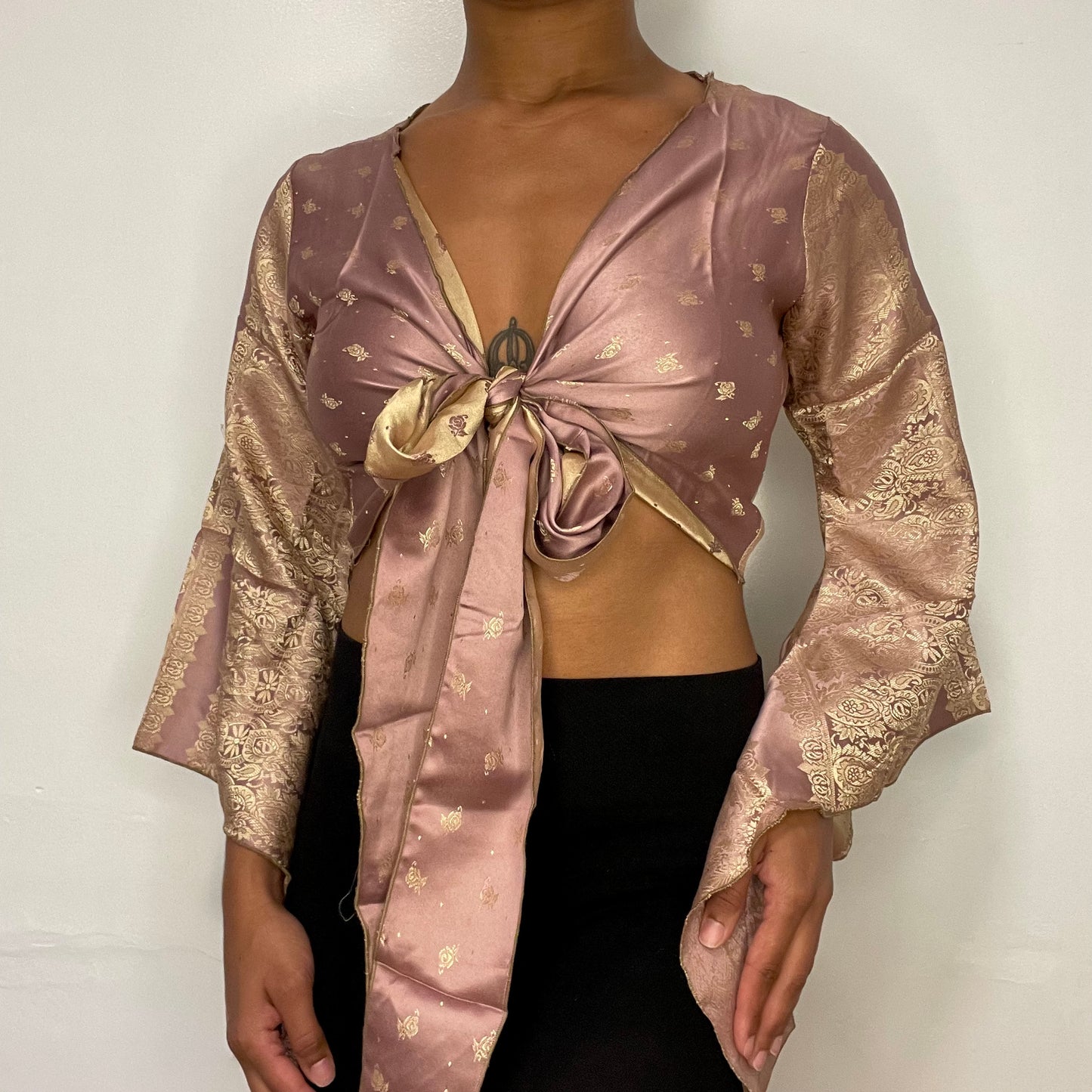 Riya Lavender Silk Maharani Wrap Top