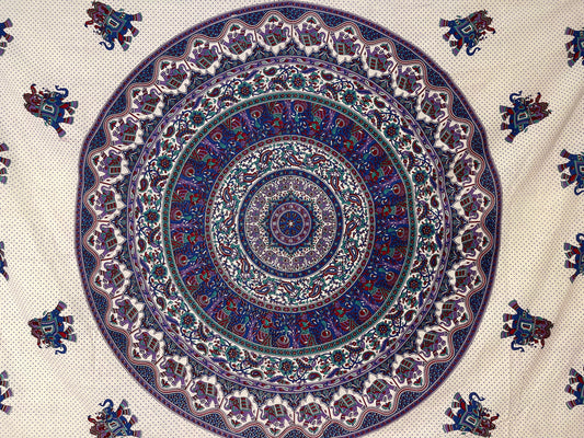 Purple/Red/Blue Elephant Mandala Tapestry Small