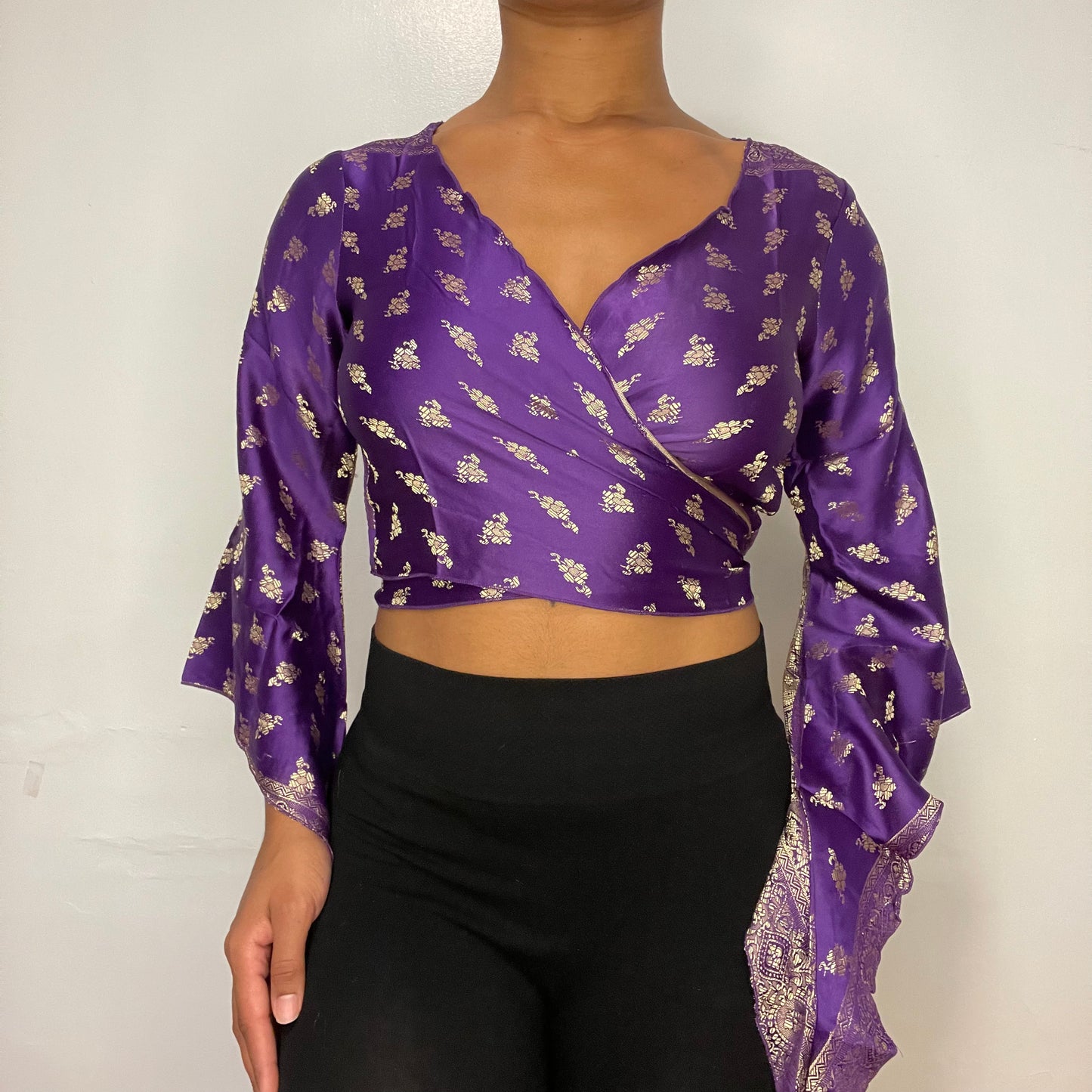 Jalsa Purple Silk Maharani Wrap Top