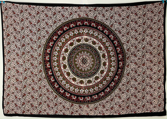 Red/Green Elephant Mandala Tapestry Small