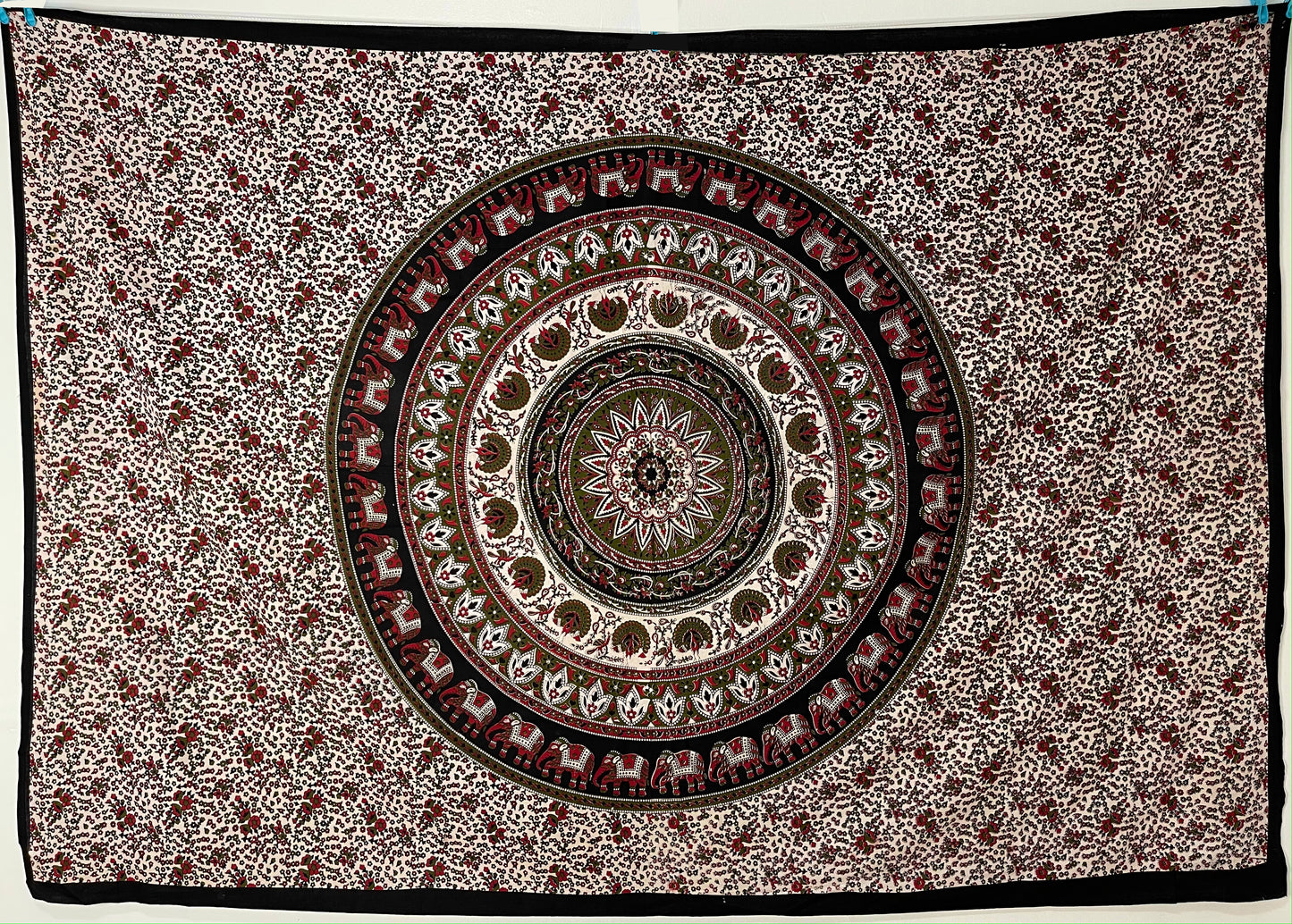 Red/Green Elephant Mandala Tapestry Small