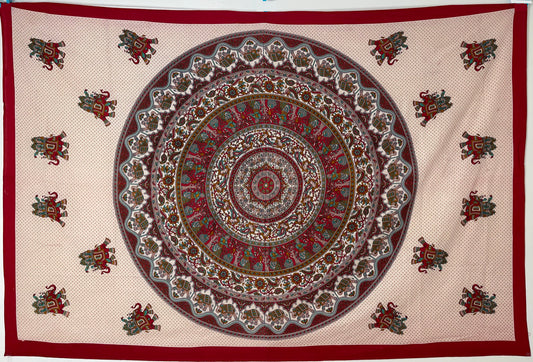 Red/Teal Elephant Mandala Tapestry Small