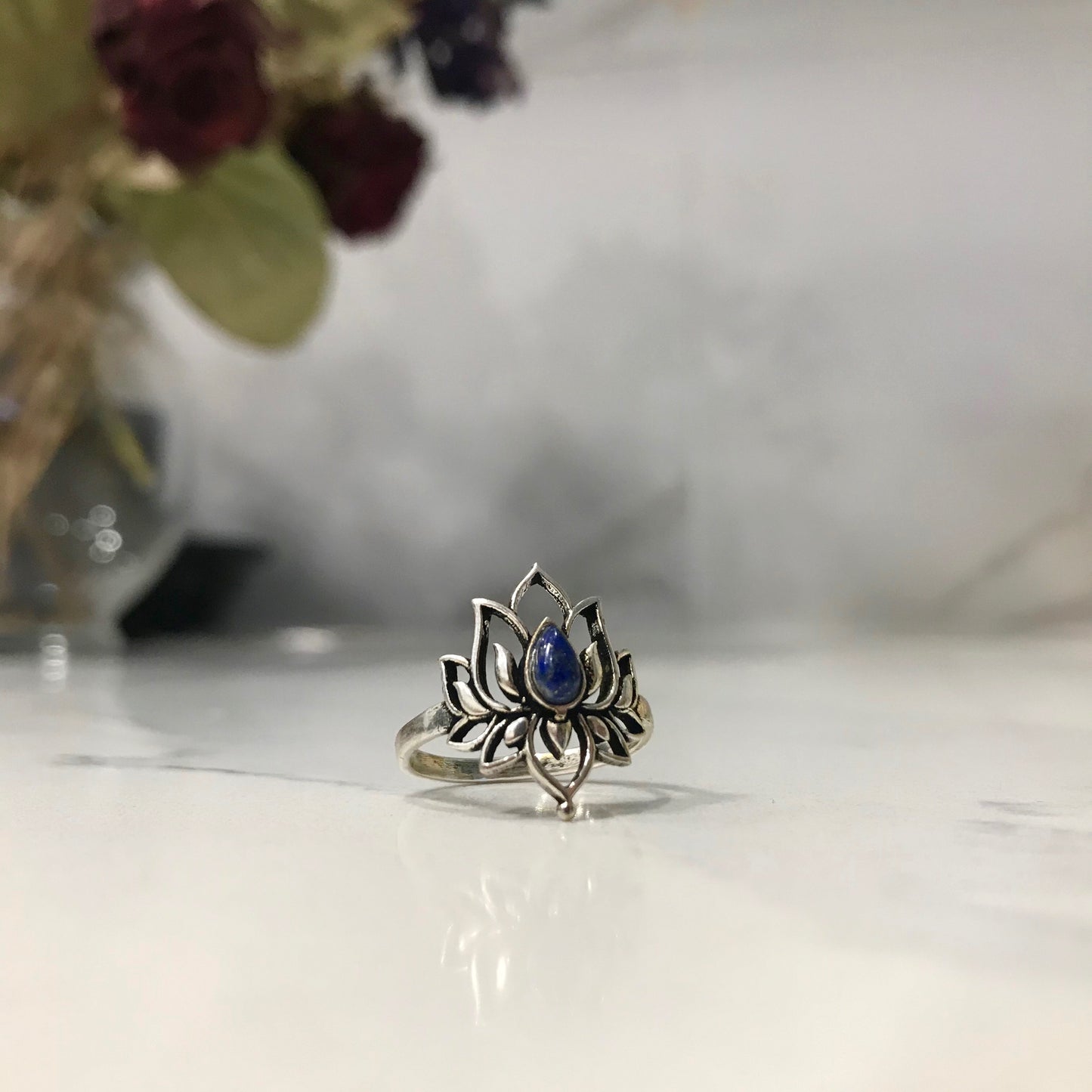 Lapis Lazuli Lotus Ring