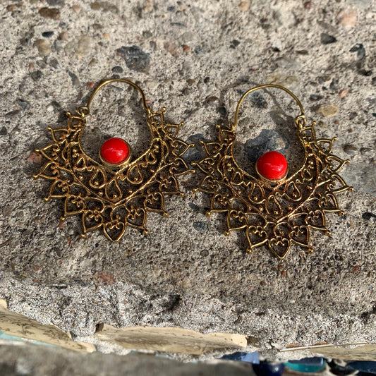 Red Dew Drop Earrings