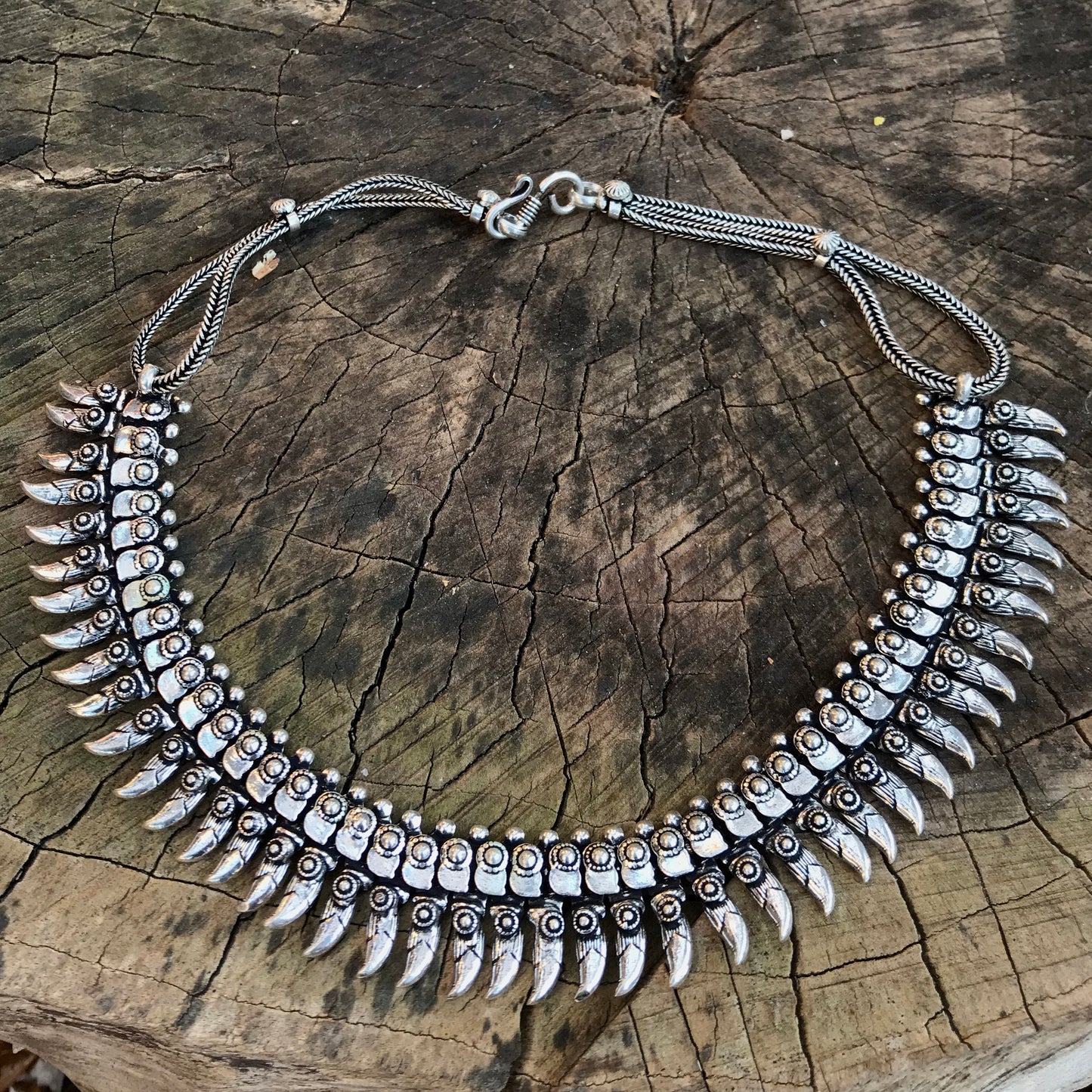 Silver Tooth Statement Choker Necklace