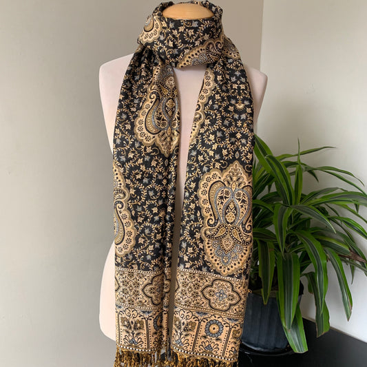 Black and Beige Reversible Scarf