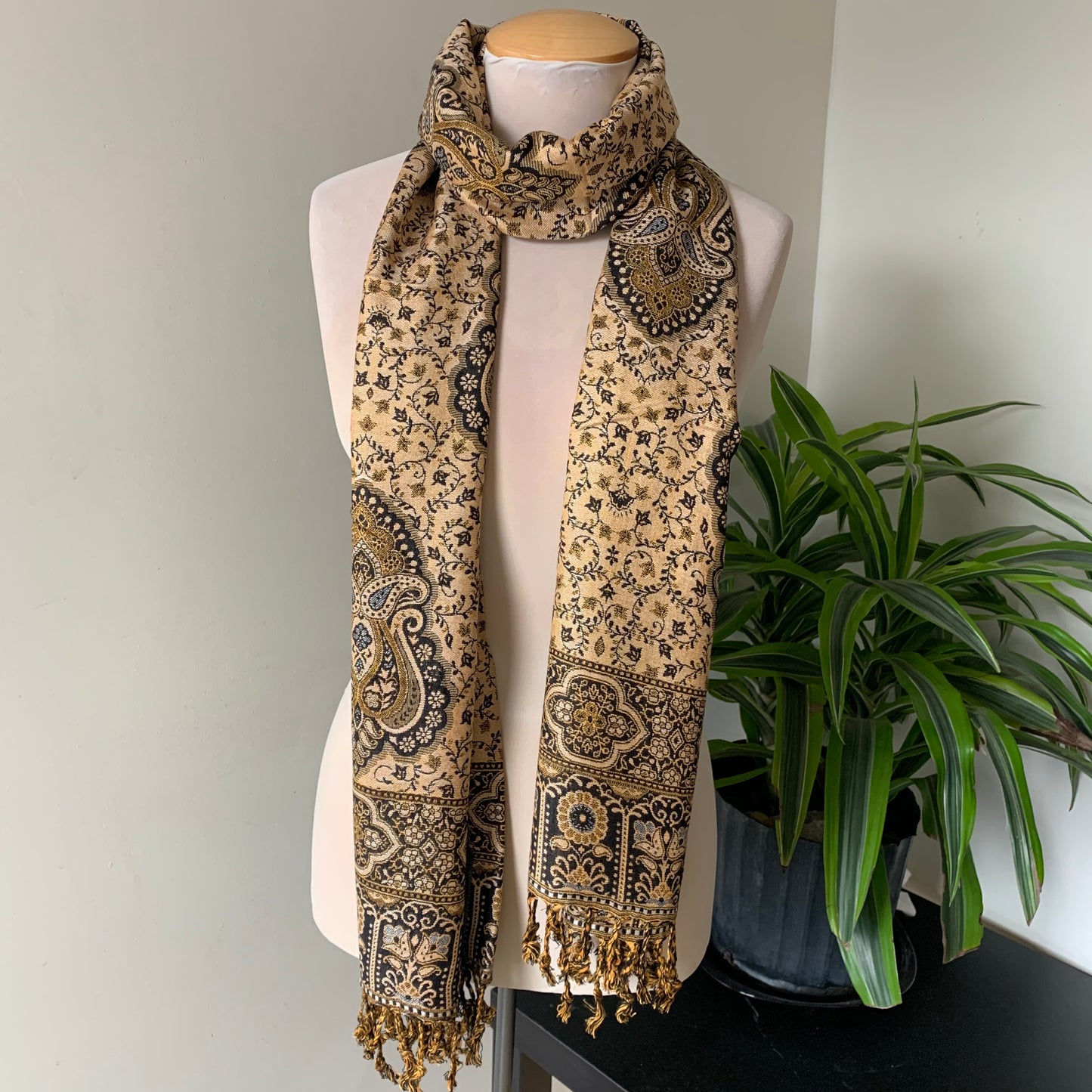 Black and Beige Reversible Scarf