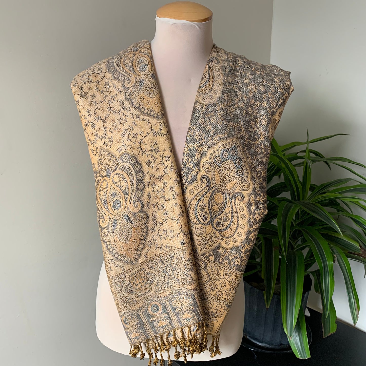 Silver and Beige Reversible Scarf