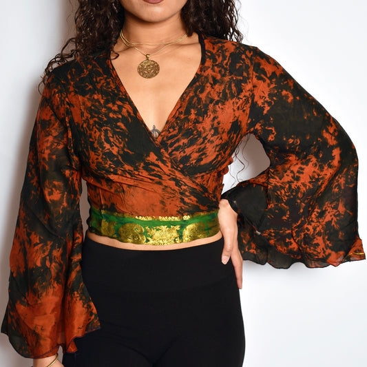 Orange Kiara Tie Dye Wrap Top